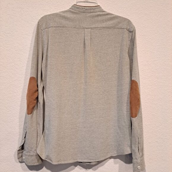 Zara Regular Fit button-down shirt heathered pale green suede elbow patch Mens M - Picture 7 of 7